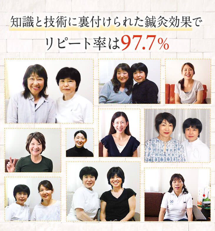 知識と技術に裏付けられた鍼灸効果でリピート率は97.7％