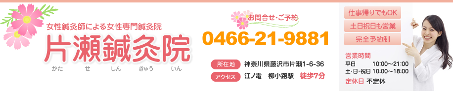 藤沢市の女性専門片瀬鍼灸院は医系大学の教授もオススメする肩こり治療が人気です